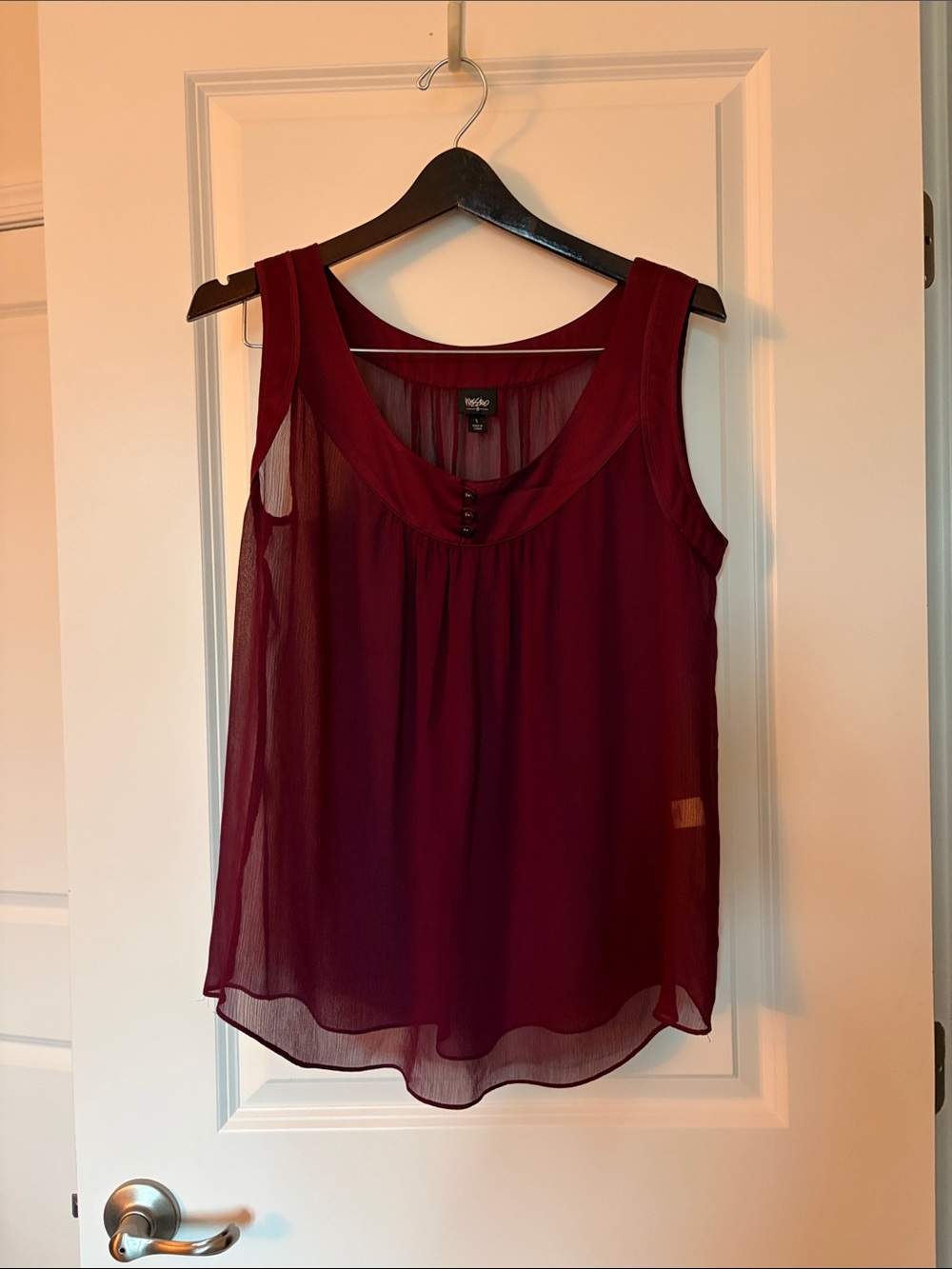 Mossimo Supply Co. Burgundy Sheer Scoop Neck Tank